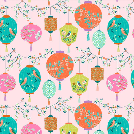 Dashwood Studio - Blossom Days - Blossom 2341 - Birds - Ornaments - Lanterns - Bethan Janine - Floral - Cotton Fabric