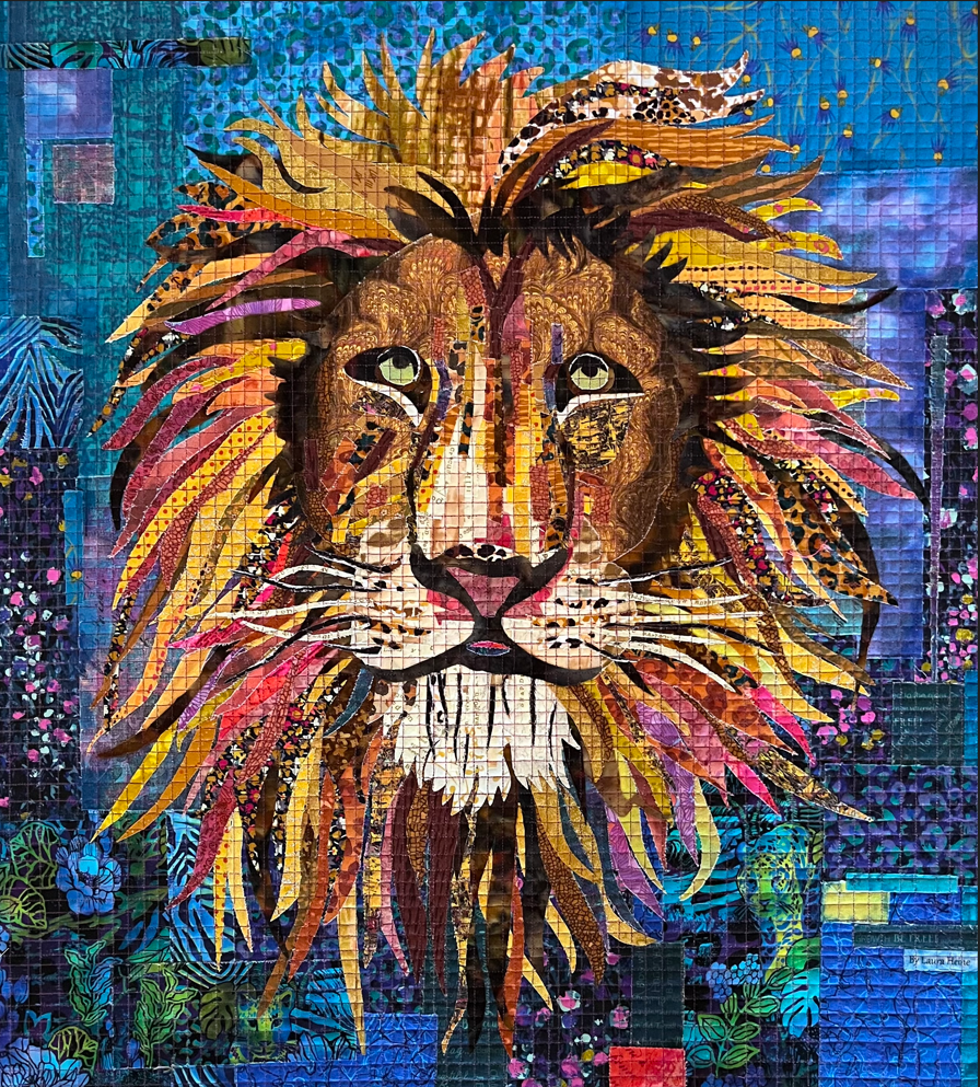 Laura Heine Lion Collage Pattern - Be Brave Lion - #FWLHBBRV - Fiberworks Inc - Quilt Pattern - Lion