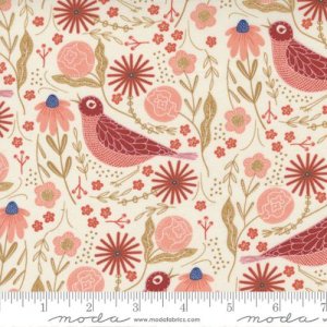 Moda Fabric - Birdsong Cloud Cardinal by Gingiber - Cotton Fabric