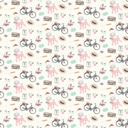 Riley Blake Fabric - Saturday in Paris Icons Cream - C11363R - Cotton
