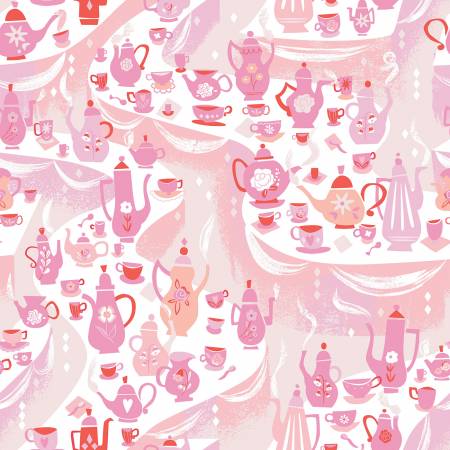 Riley Blake Fabric - Down the Rabbit Hole Tea Party White - C12943R - WHITE - Jill Howarth - Cotton