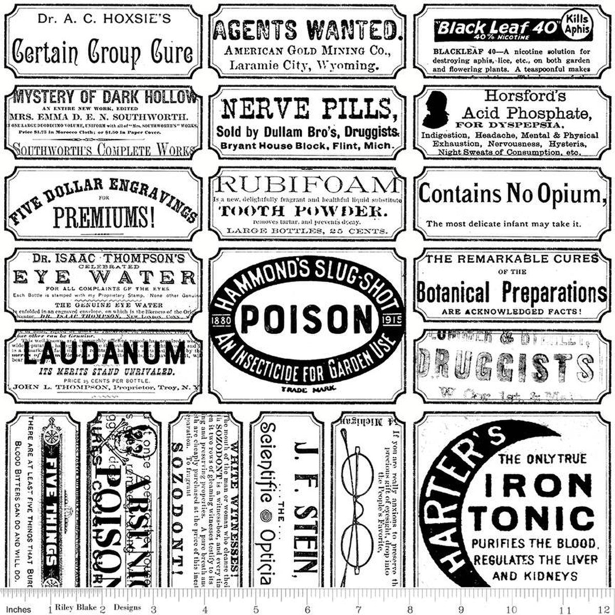 Riley Blake Fabric - Queen of We'en Apothecary White - C13166-WHITE - Cotton