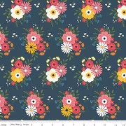 Riley Blake Fabric - Gone Glamping Bouquets Midnight - C14791 - Lori Whitlock - Cotton
