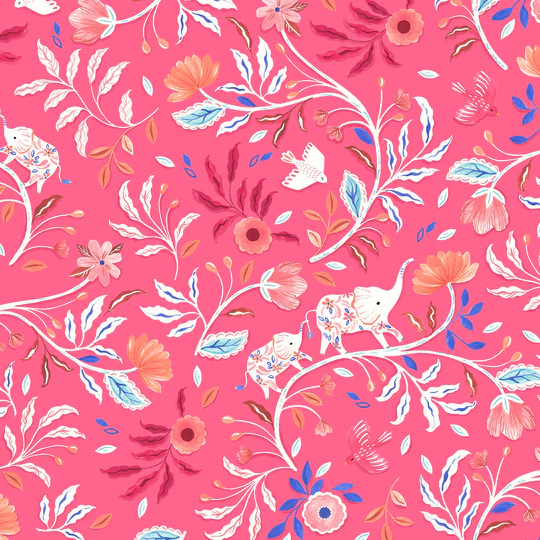 Dashwood Studio - Cloud Forest - CLOUD 2348 - Sarah Knight - Cotton Fabric - Floral - Elephant