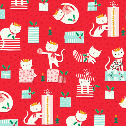 Dashwood Studios Fabric - Cosy Christmas Advent Calendar - Cosy 2268 - Cat - Christmas - Jane Farnham - Presents - Cotton Fabric