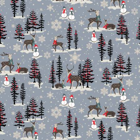 Michael Miller Fabric - Dusk Woodland Deer - Oh Deer Winter is Here - MMF Collection - Holiday - Cotton - Winter - Christmas - Snow