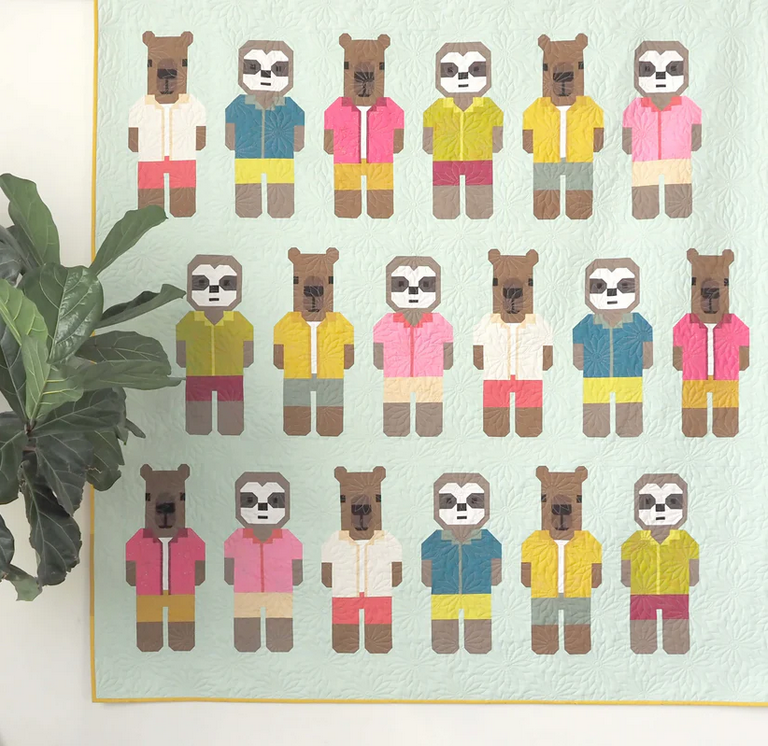 Elizabeth Hartman Quilt Pattern - Capybara and Sloth - Elizabeth Hartman - #EH079 - Quilt Pattern