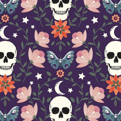 Dashwood Studio - Spellbound - Skull and Floral - DASPELL2451 - Cotton Fabric