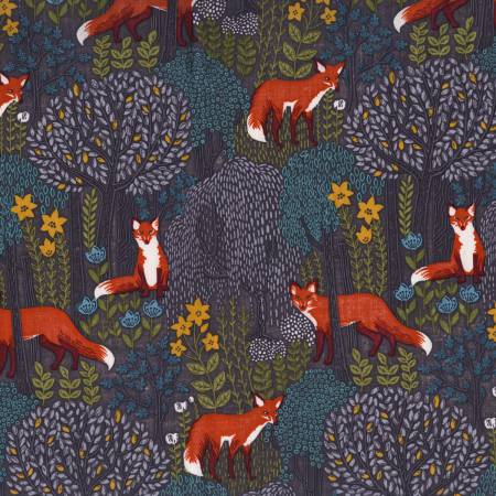 Michael Miller Woodland Fox Fabric - Dusk Into the Woods by Michael Miller - #DC7727-DUSK I