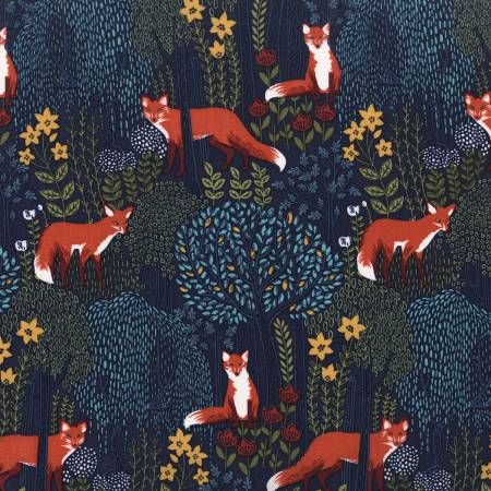 Michael Miller Woodland Fox Fabric - Nite Into the Woods by Michael Miller - #DC7727-NITE