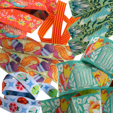 Tula Pink Tiny Beasts Glow Designer Ribbon Pack - #DP-100-1-GLOW - Renaissance Ribbons by Tula Pink - 6 Designs (I yard each)