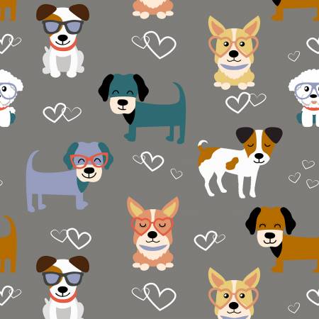 David Textiles Fabric - Good Puppy Love - Potpourri of Novelty by David Textiles Collection - DX-1723-4C-2 - Cotton Fabric