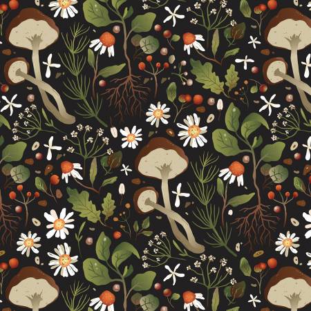 David Textiles Fabric - Woodland Mushrooms - Potpourri of Novelty by David Textiles Collection - DX-4210-4C-1 - Cotton Fabric