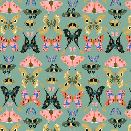 Dear Stella Fabric - Flora & Fauna - Pasture Butterflies - DS041924 - Faye Collection - ST-DFG2651 - PASTURE - Cotton