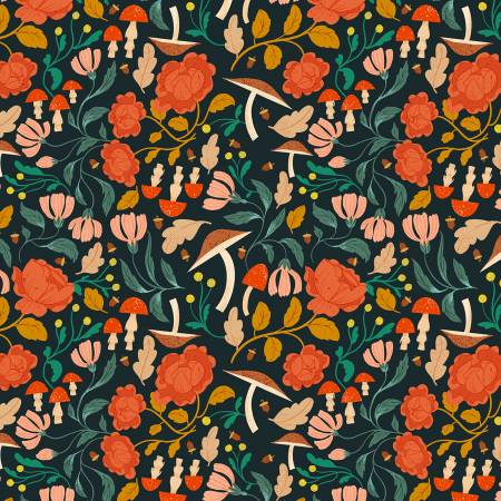 Dear Stella Fabric - Ink Flora - Flora & Fauna - ST-DFG2654-INK - Cotton