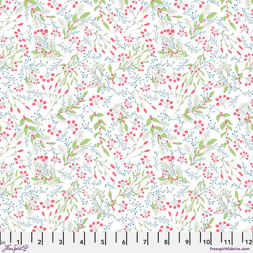Free Spirit Snowy Weather Fabric - Tiny Floral White - Penn2Paper - Floral - Flannel Fabric