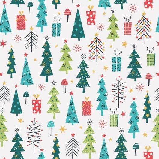 Dashwood Studios Fabric - Forest Friends - 1848 Metallic - Ali Brooks - Christmas - Trees - Cotton Fabric