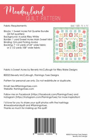 Meadowland Quilt Pattern - From Flamingo Toes by Beverly McCullough - FT-8900 - Quilt Pattern