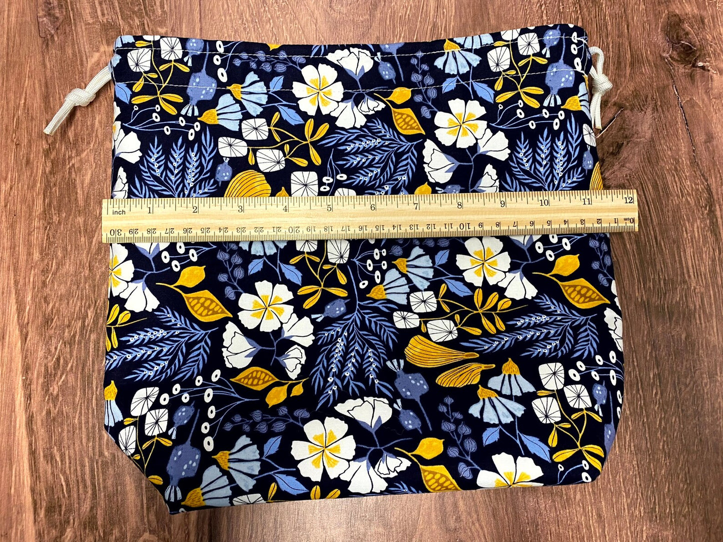 Flower Project Bag - Handmade - Drawstring Bag – Knitting Bag – Crochet Bag - Toy Sack - Floral