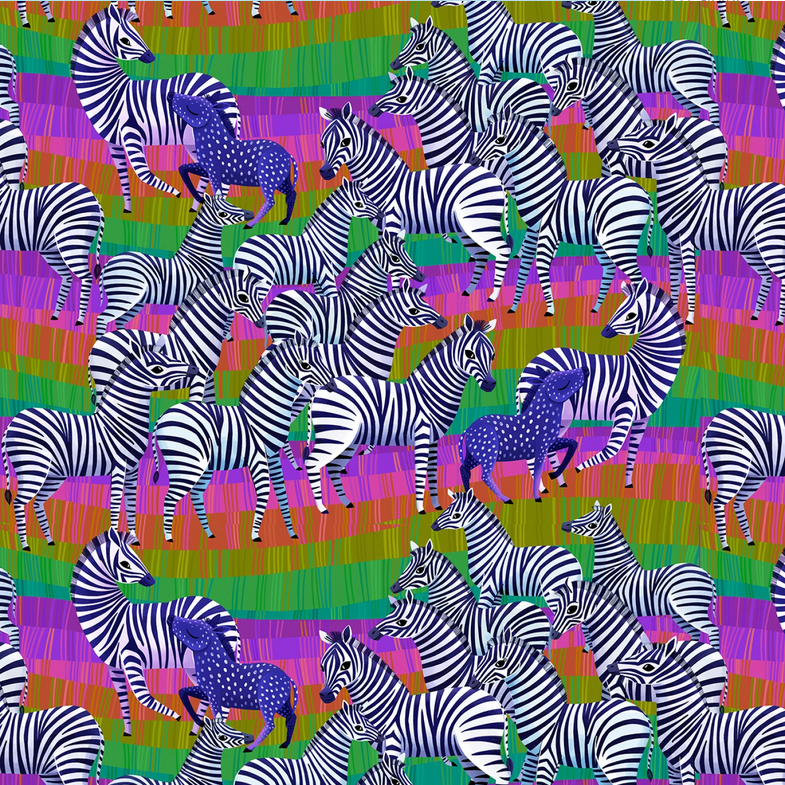 Free Spirit Love in the Wild Fabric - Love in the Grasslands - Zebra - Katy Tanis Collection - Cotton Fabric