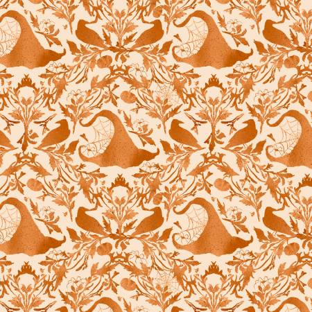 P&B Textiles Fabric -Witch Hat Damask - Hocus Pocus by Deane Beesley Collection - Halloween - Cotton Fabric - Orange