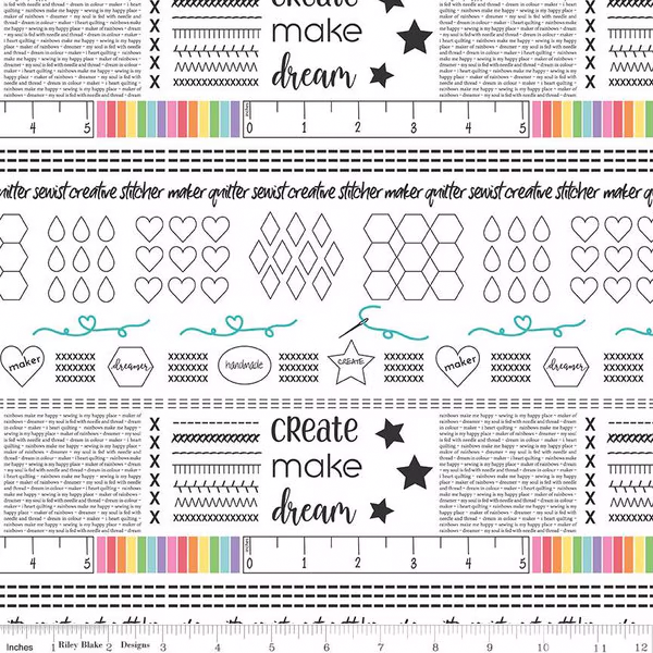 Riley Blake Fabric - Make Main White by Kristy Lea - C13420 - Cotton