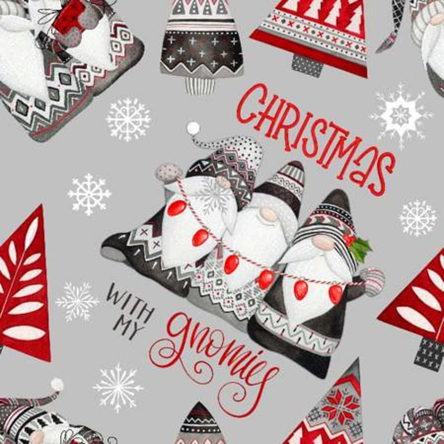 Springs Creative Gnome Fabric - Nordic Gnomes - #79079A620715 - Christmas Gnomes - Cotton Fabric