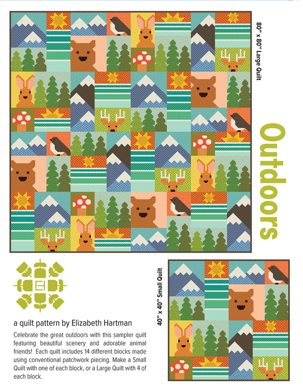 Elizabeth Hartman Quilt Pattern - Outdoors - Elizabeth Hartman - #EH088 - Quilt Pattern - Bear - Bunny - Deer - Bird