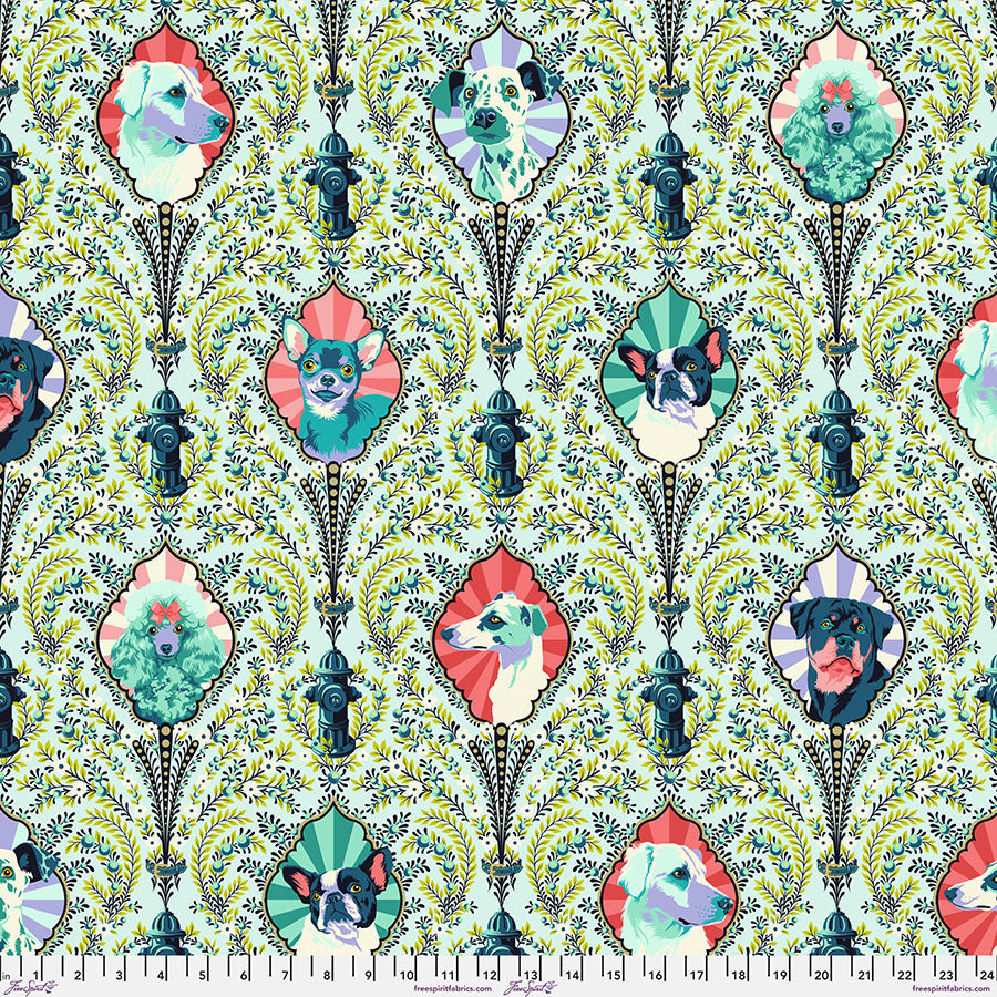 Free Spirit Tula Pink Besties Fabric - Puppy Dog Eyes - Bluebell - PWTP2213 - Cotton Fabric