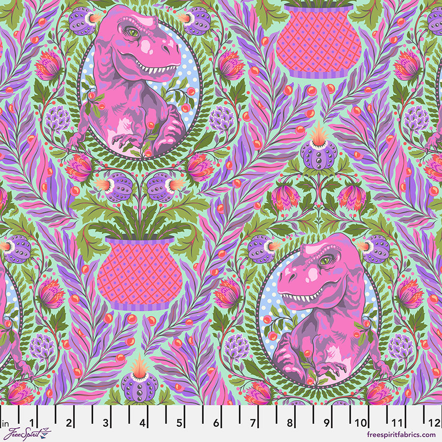 Free Spirit Tula Pink Roar Fabric - Tree Rex - Mist - PWTP222.MIST - Cotton Fabric