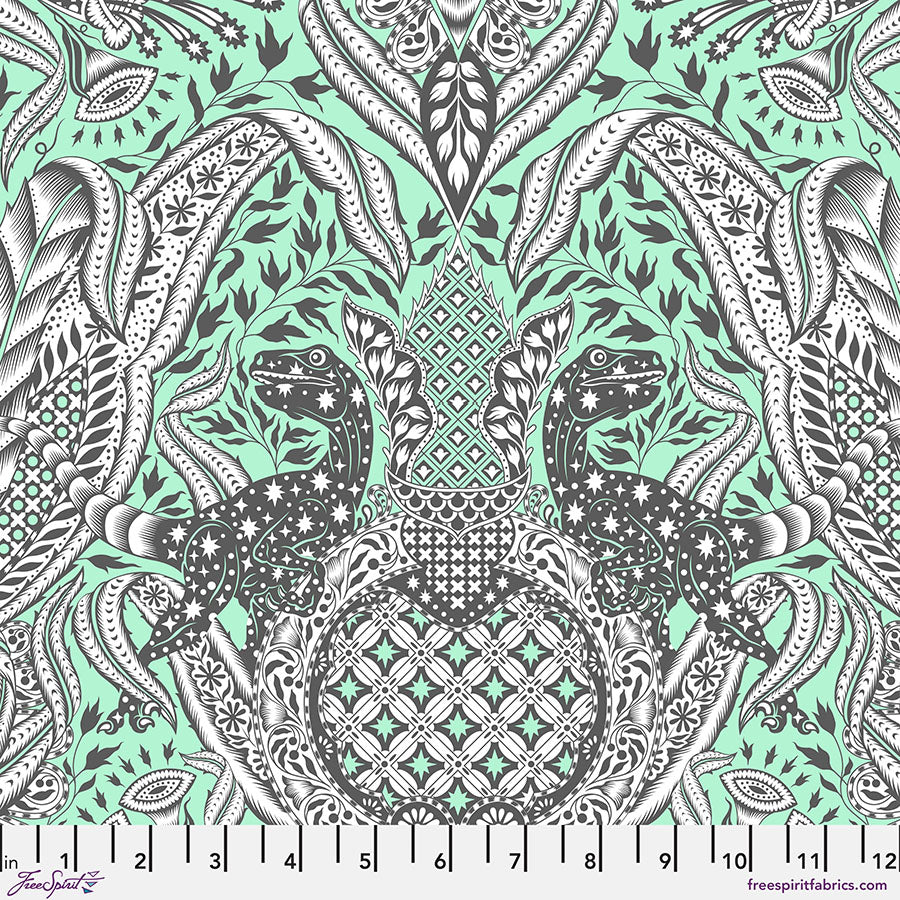 Free Spirit Tula Pink Roar Fabric - Gift Rapt - Mint - PWTP224.MINT - Cotton Fabric - UPC: 803081153388