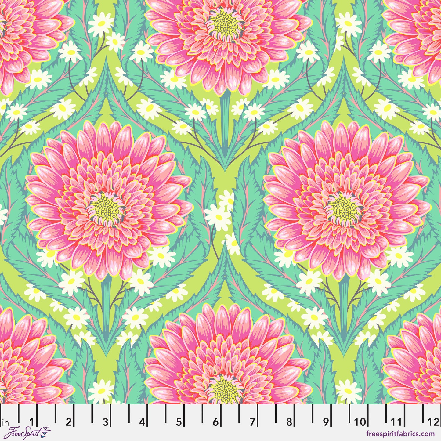Free Spirit Untamed Fabric - Daisy and Confused - Untamed - Moonbeam - PWTP236.MOONBEAM - Tula Pink - Cotton Fabric