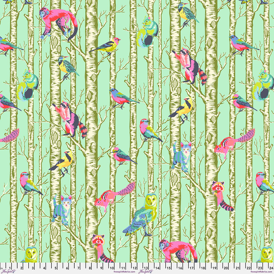 Free Spirit Tula Pink Fabric - Full Moon Forest II - Family Tree - Enchanted - Bird - Floral - Cotton Fabric