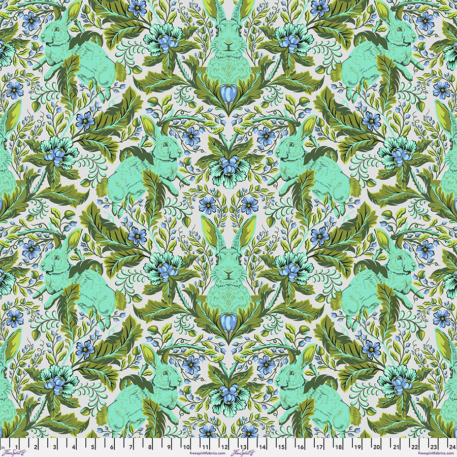 Free Spirit Tula Pink Fabric - Full Moon Forest II - Hoppy Go Lucky - Starlight - Bunny - Rabbit - Floral - Cotton Fabric