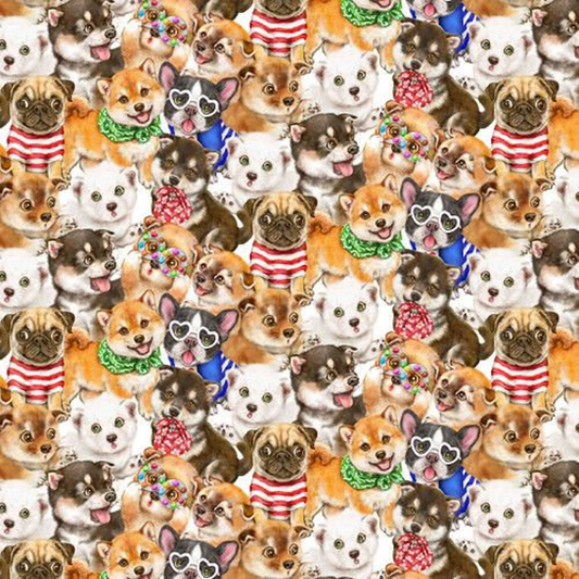 Studio E Dog Fabric - Trendy Pups Packed Puppy - Kayomi Harai - SE-6886-35 - Cotton Fabric