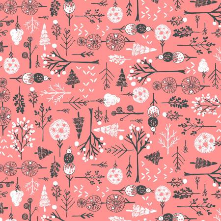 Michael Miller Wintertime Fabric - Winter Days by Lisa Glanz Collection - Pink - DC9568 - Cotton Fabric