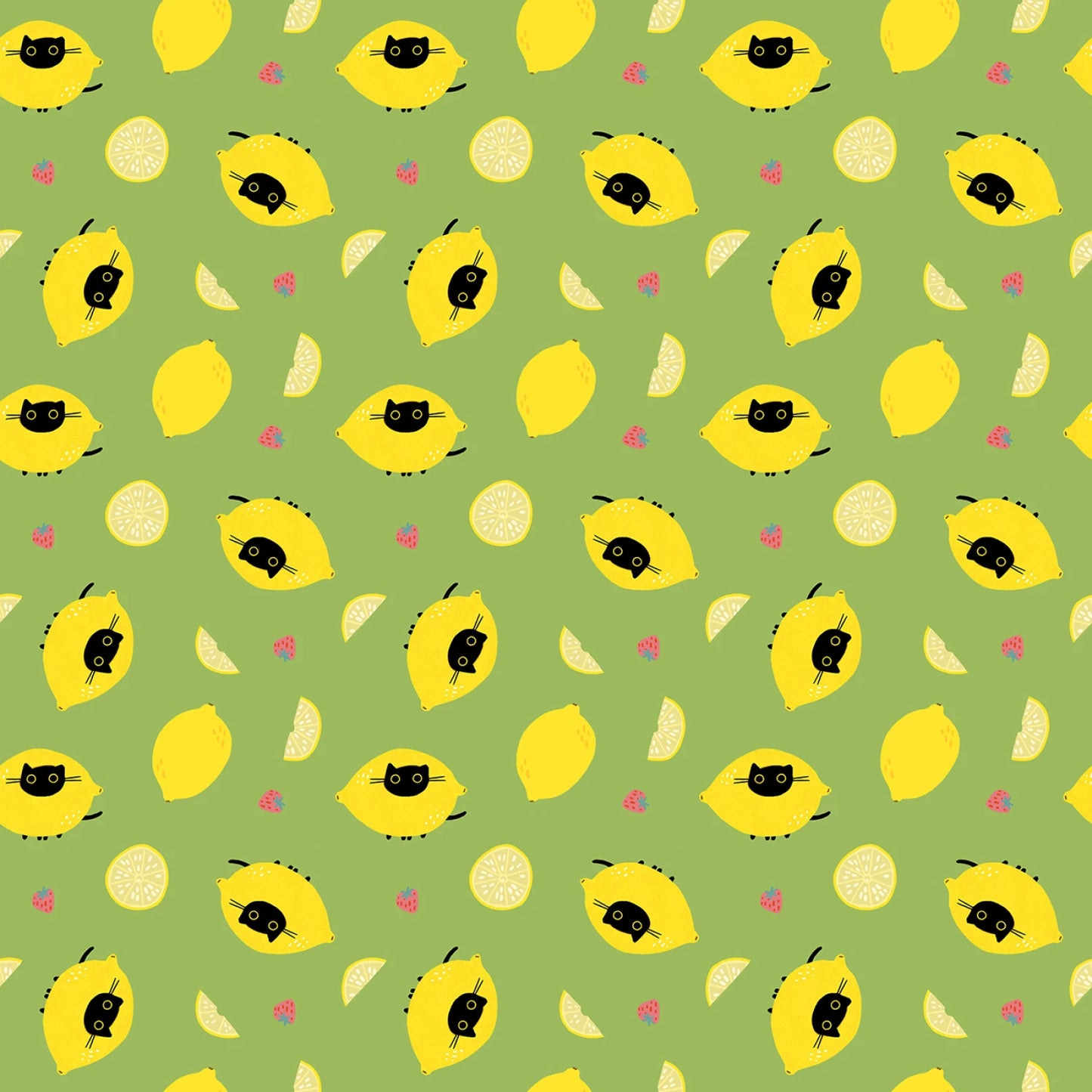 Dear Stella Cat Fabric - Treetop Sour Puss - Furruit Cocktail - Leezaworks Collection - #ST-DLW3330TREETOP - Cotton
