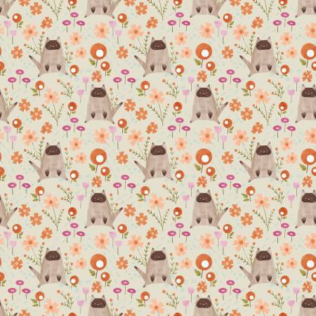 Dear Stella Cat Fabric - Almond Lazy Kittens - Lazy Sunday by Pammie Jane - #ST-DPJ2893-ALMOND - Cotton