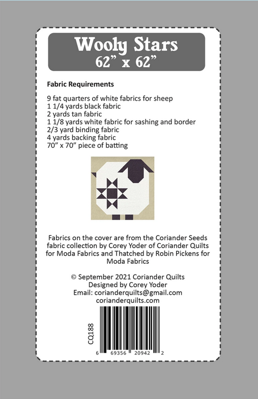 Corey Yoder Quilt Pattern - Wooly Stars - Coriander Quilts Pattern - Sheep - #CQP188 - Quilt Pattern
