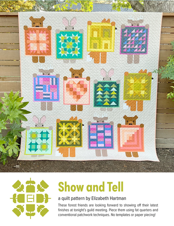 Elizabeth Hartman Quilt Pattern - Show and Tell - Elizabeth Hartman - #EH083 - Quilt Pattern - Bear - Bunny - Blankets