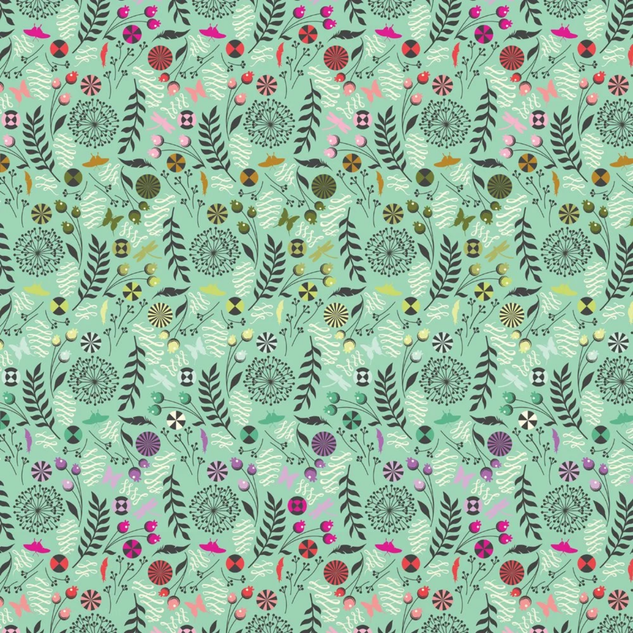 Free Spirit Tula Pink Fabric - Prince Charming Deja Vu - Dandelion - Sweetmint - #PWTP279.SWEETMINT - Cotton Fabric