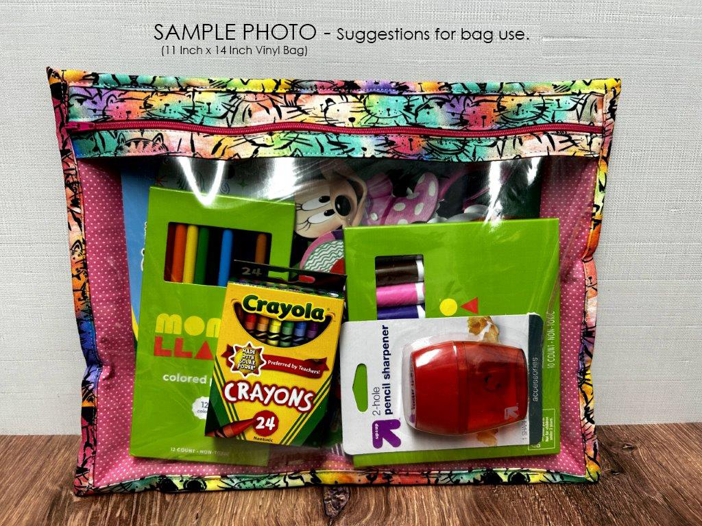 Vinyl Cross Stitch Project Bag - Embroidery bag - Project Bag - Knitting & Crochet Bag - Storage - Organizer - Cat Project Bag - Notions