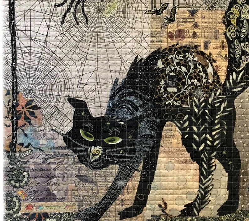 Laura Heine Black Cat Collage Pattern - #LHFWBLACKCAT - Fiberworks Inc - Quilt Pattern