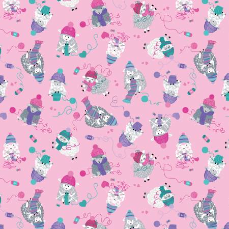 Benartex Pink Knitting Sheep Fabric - Love Ewe More by Kanvas Studio Collection - #14386B-21 - Cotton Fabric