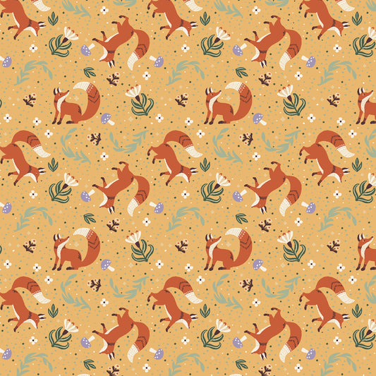 Benartex Fox Fabric - Foxy Cottage Core Pumpkin - #16376B-38 - Cotton Fabric