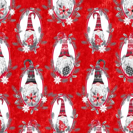 3 Wishes Hanging with My Gnomies Fabric - Gnomies Collection - Beth Albert - 18100 RED - Cotton Fabric