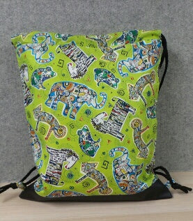 Animal Drawstring Bag - Handmade Drawstring Bag – Drawstring Backpack - On the Go Bag - Toy Sack - Elephant - Lizard - Frog - Horse