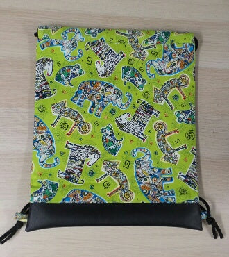 Animal Drawstring Bag - Handmade Drawstring Bag – Drawstring Backpack - On the Go Bag - Toy Sack - Elephant - Lizard - Frog - Horse
