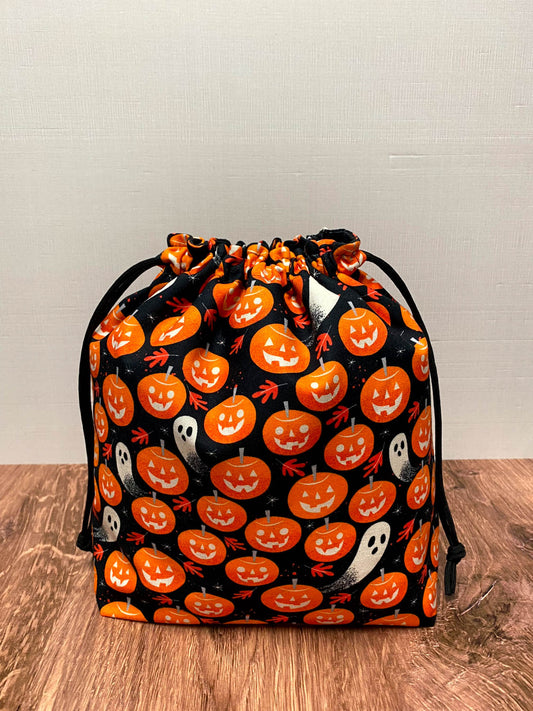 Halloween Project Bag - Handmade - Drawstring Bag – Crochet Bag - Cross Stitch Bag - Toy Sack - Bingo Bag