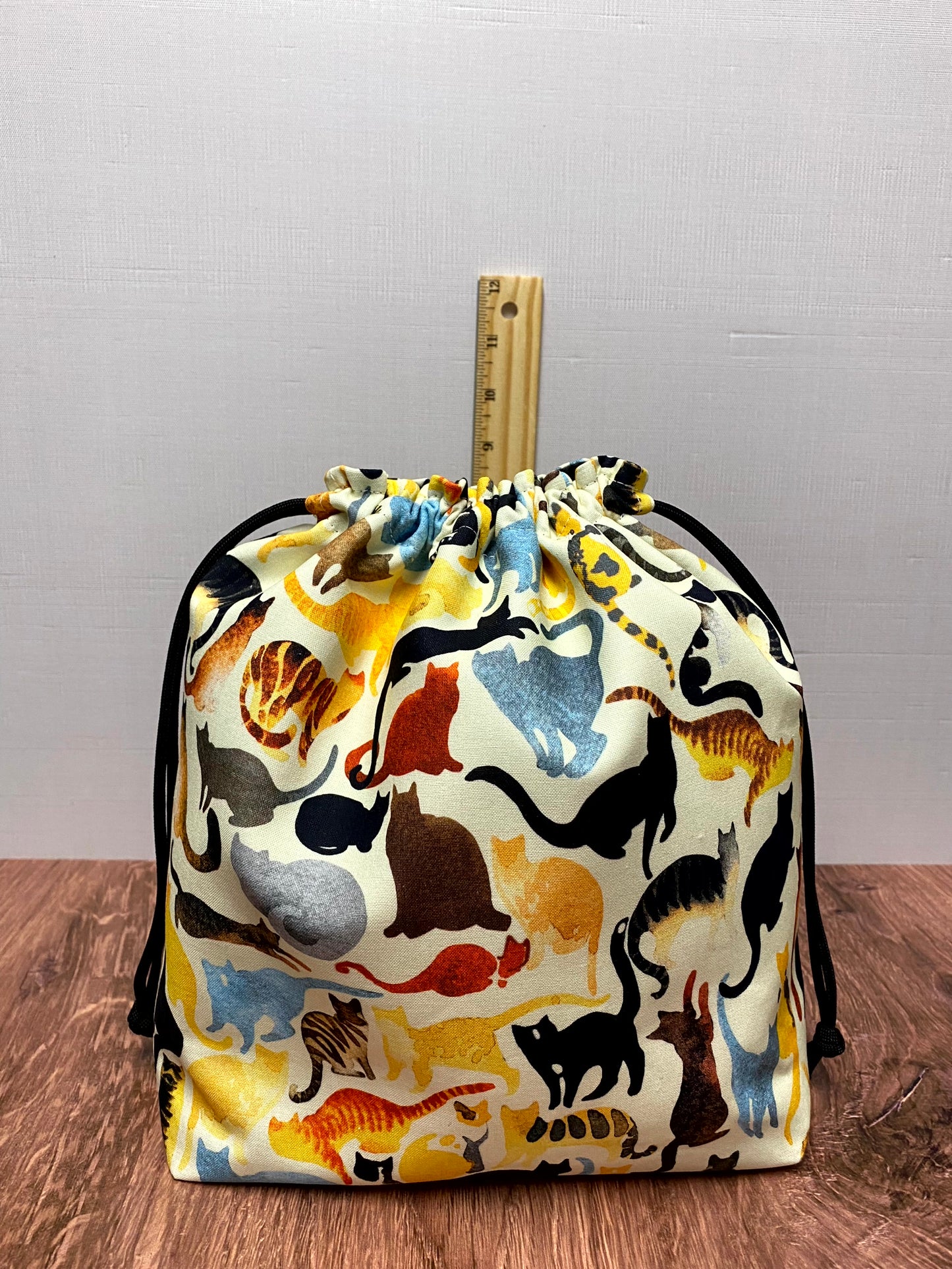 Cat Project Bag - Handmade - Drawstring Bag – Knitting Bag – Crochet Bag - Cross Stitch Bag - Toy Sack - Bingo Bag